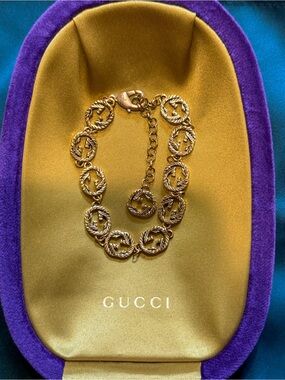 Gucci Gold-Tone Rope Link vintage authentic Bracelet
